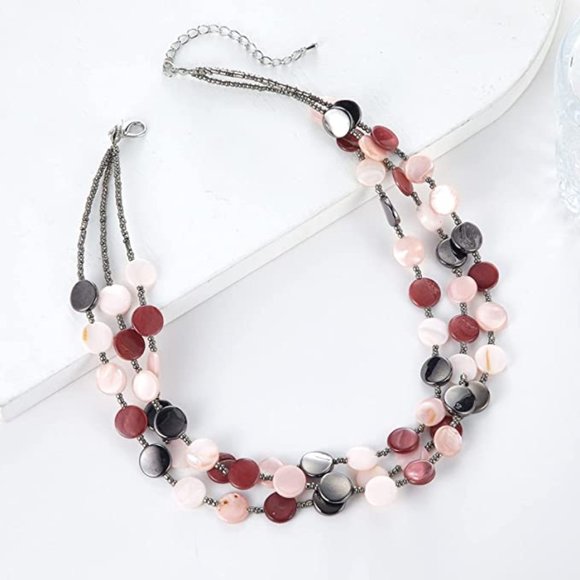 Women Boho Two-color Shell Statement Necklace Fashion Collar Costume Jewelry